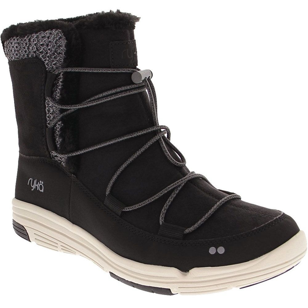 Ryka Winter Boots 7W Cabincore Gorpcore Comfort Black Faux Fur Water Repellant